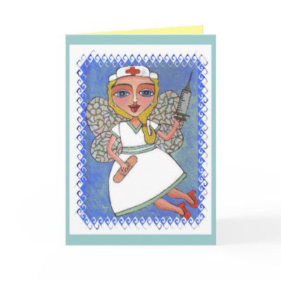 Blonde Nurse Fairy - RN LPN faerie card by folkartblonde