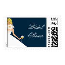 Blonde on navy postage stamps