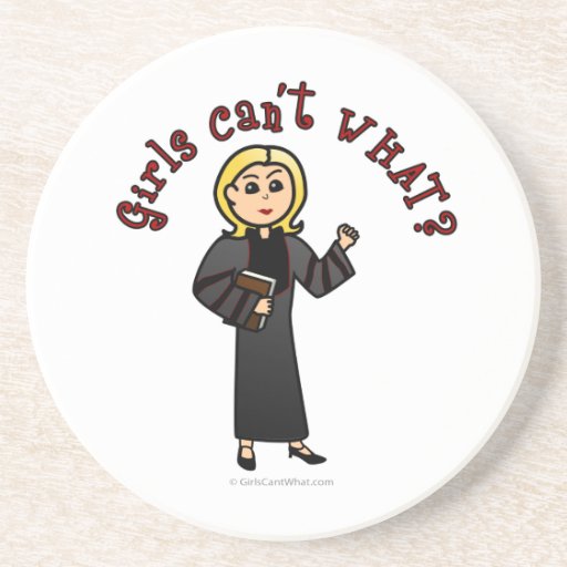 Blonde Pastor Girl Beverage Coasters