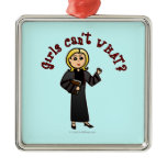 Blonde Pastor Girl Christmas Tree Ornaments
