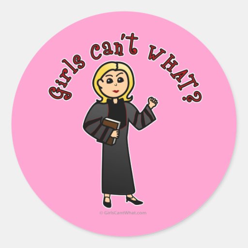 Blonde Pastor Girl Round Sticker