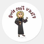 Blonde Pastor Girl Round Stickers