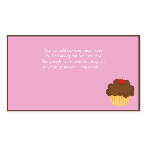 Blonde/Pink Cupcake Baker/Bakery 3 Business Card (back side)