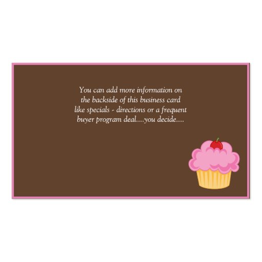 Blonde/Pink Cupcake Baker/Bakery Business Card (back side)