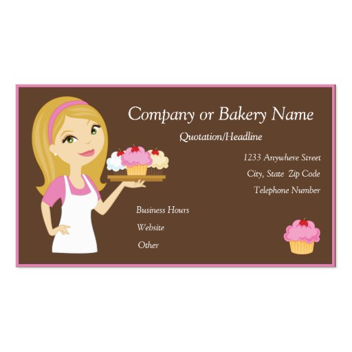 Blonde/Pink Cupcake Baker/Bakery Business Card