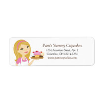 Blonde/Pink Cupcake Baker Return Address Labels