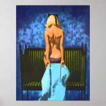 Blonde Pinup Girl Showing Her Naked Back Poster
