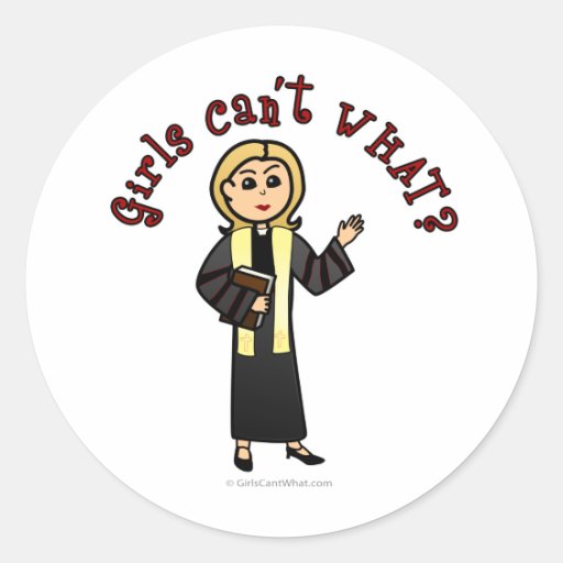 Blonde Preacher Girl Round Stickers
