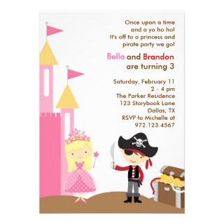 Blonde Princess and Pirate Invitation