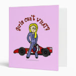 Blonde Race Car Driver Girl 3 Ring Binder