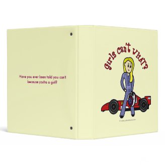Blonde Race Car Driver Girl Vinyl Binder
