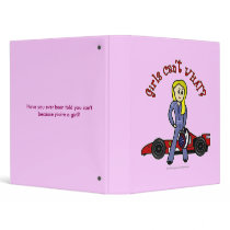Blonde Race Car Driver Girl 3 Ring Binder
