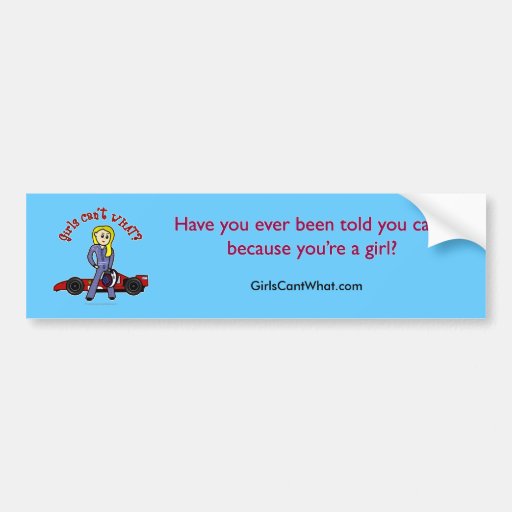 Blonde Race Car Driver Girl Bumper Stickers