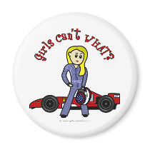 Blonde Race Car Driver Girl magnets