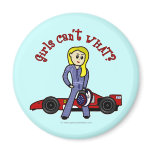 Blonde Race Car Driver Girl Magnets