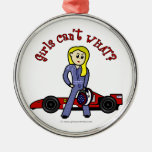 Blonde Race Car Driver Girl Ornament