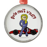 Blonde Race Car Driver Girl Ornament