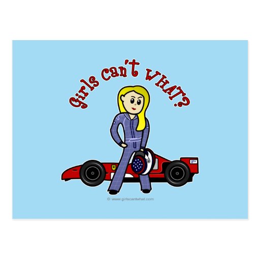 Blonde Race Car Driver Girl Postcards