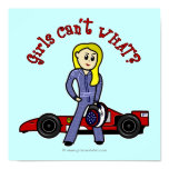Blonde Race Car Driver Girl Poster