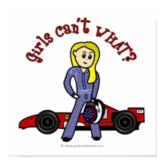 Blonde Race Car Driver Girl Poster