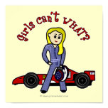 Blonde Race Car Driver Girl Poster