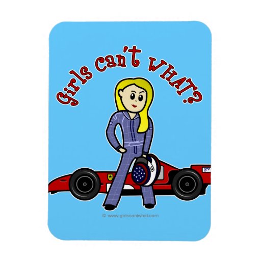 Blonde Race Car Driver Vinyl Magnet