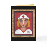 Blonde RN - folk art nurse greeting card