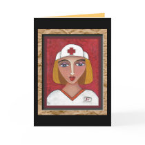 Blonde RN - folk art nurse greeting card