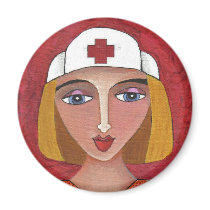 Blonde RN - folk art nurse / nursing magnet by folkartblonde Blonde RN - folk art nurse / nursing magnet