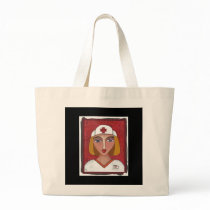 Blonde RN - folk art nurse / nursing tote bag