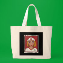 Blonde RN - folk art nurse / nursing tote bag bags
