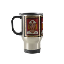 Blonde RN - folk art nurse / nursing travel mug