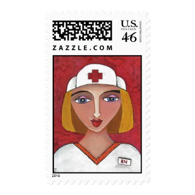 Blonde RN - nursing postage stamp by folkartblonde