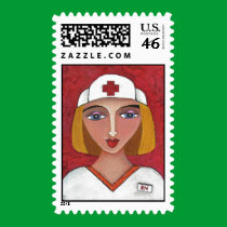 Blonde RN - nursing postage stamp