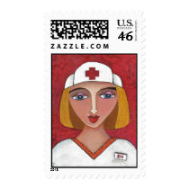 Blonde RN - nursing postage stamp