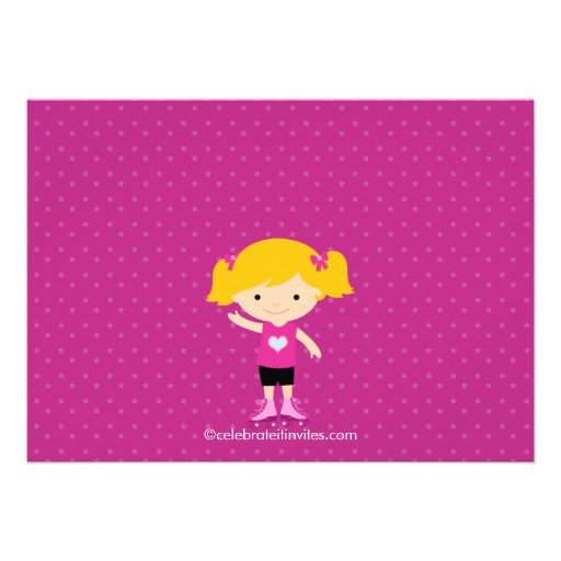Blonde Skater Girl Skating Birthday Party Personalized Invites