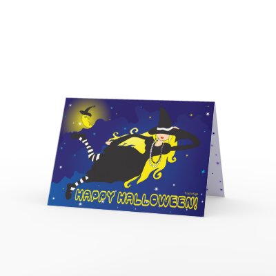 blonde witch greeting cards by VioDeSign