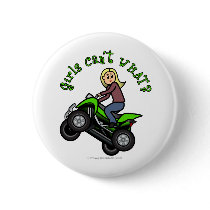 Blonde Woman ATV | Four Wheeler Driver Pinback Buttons