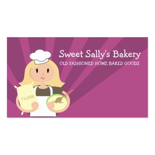 Blonde woman baking chef flour business cards (front side)