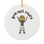 Blonde Womens Football Referee Christmas Ornaments