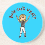 Blonde Womens Football Referee Drink Coaster