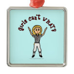 Blonde Womens Football Referee Ornament