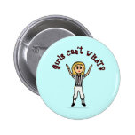 Blonde Womens Football Referee Pinback Button