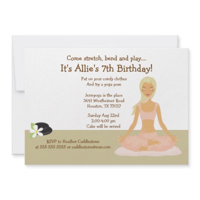 Blonde Yoga Girl Stretch & Play Birthday Party 5x7 Invite by allpetscherished