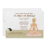 Blonde Yoga Girl Stretch &amp; Play Birthday Party 5x7 Invite