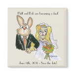 Blondy Cartoon Rabbits Wedding Save the Date magnets