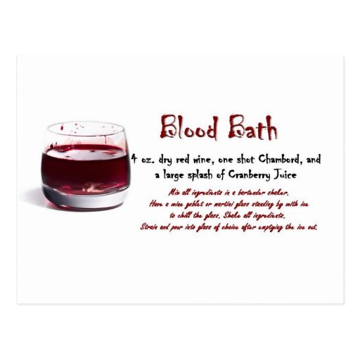 Blood Bath drink recipe Post Card