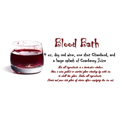 Blood Bath drink recipe postcard
