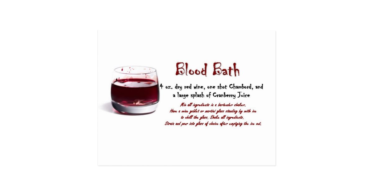 Blood Bath drink recipe Postcard Zazzle