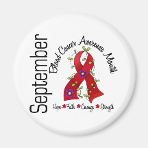 Blood Cancer Awareness Month Flower Ribbon 1 Fridge Magnets